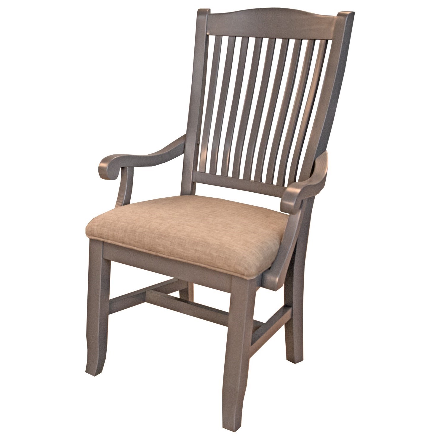 AAmerica Port Townsend Slatback Dining Arm Chair with Upholstered Seat Wayside Furniture